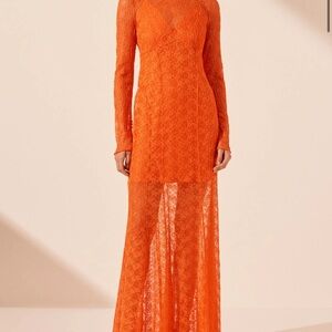 Shona Joy Sol Lace Open Back Maxi Dress - Flame (NWT, Size 6)